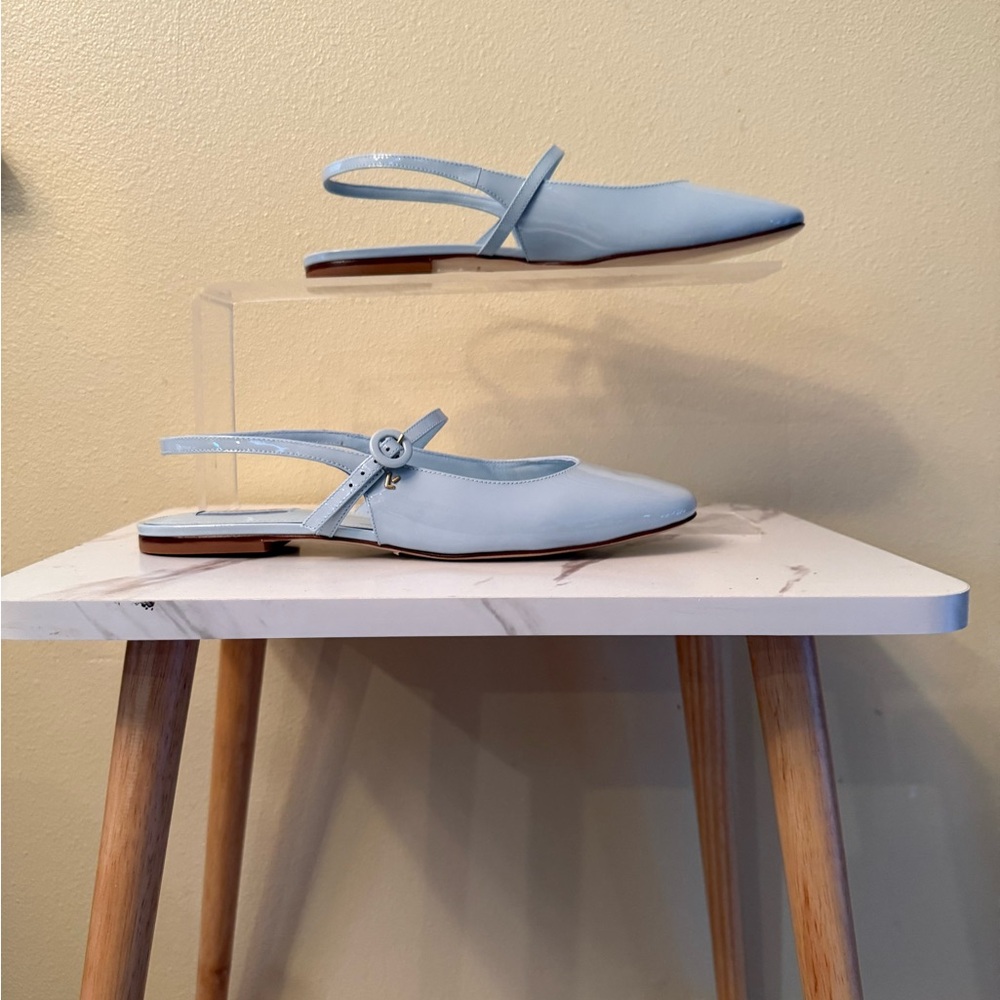 Larroude Georgina Mary Jane Flats in Charol Blue, Size 9, NWOB